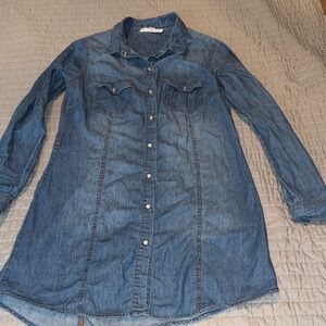 Love Stitch Women’s Blue Denim Button-Up Shirt Dress